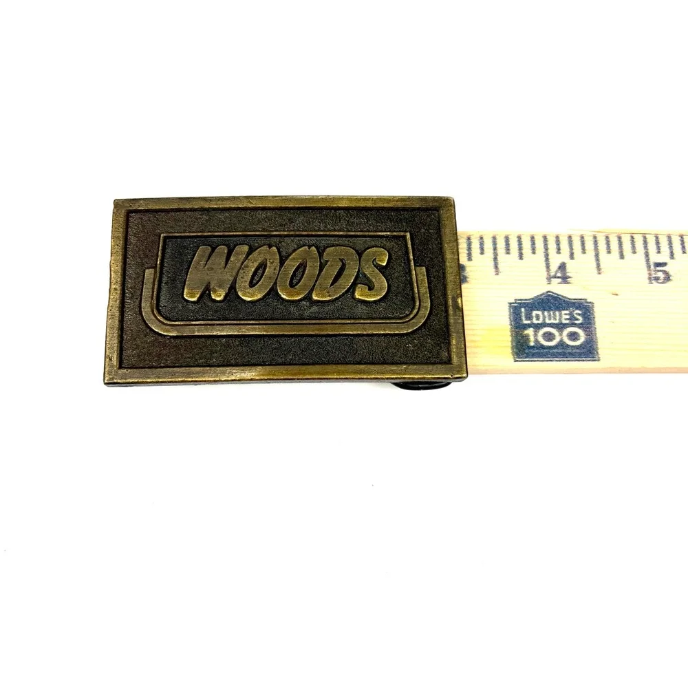 Vintage Woods Equipment Belt Buckle Solid Brass Tech-Aero Maker's Mark 1970-1980